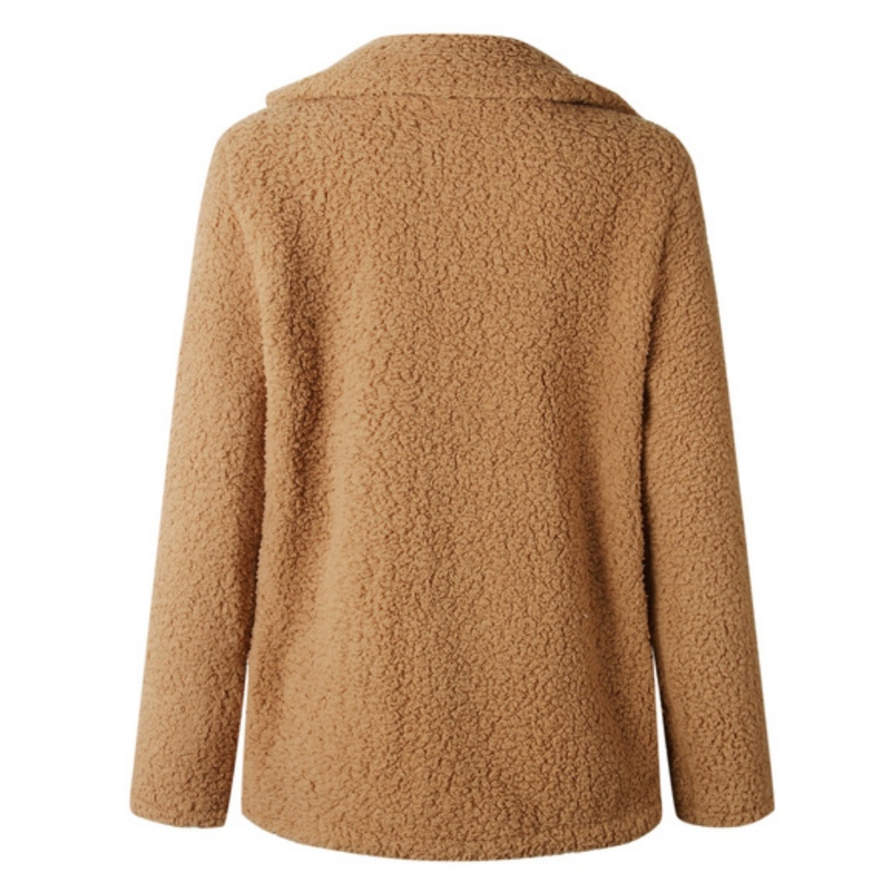 Beige Fleece Jacket Coat - Picture 3 of 6
